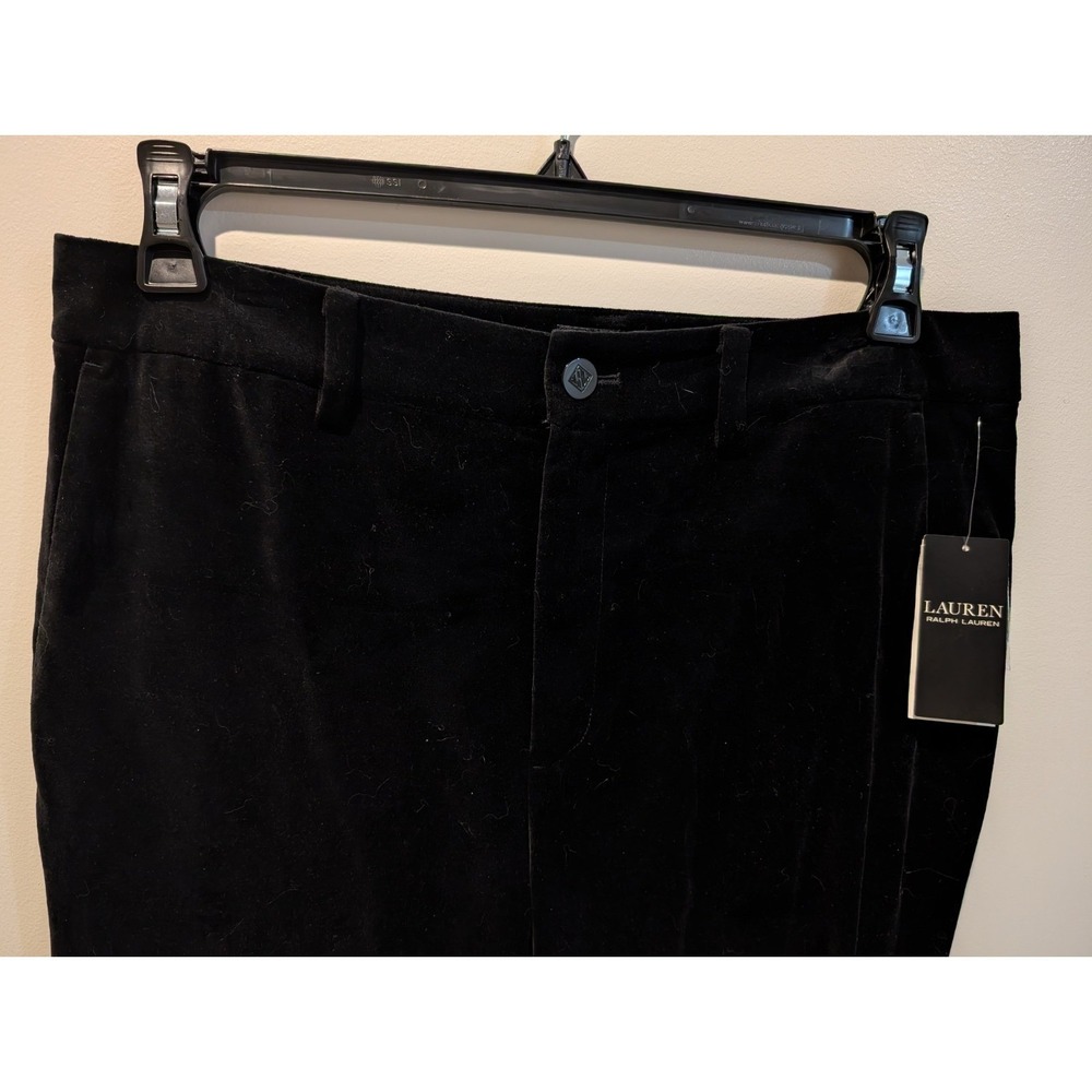Lauren Ralph Lauren Black‎ Label High Rise Stretch Velvet  Trouser SIZE 4 Black - Picture 8 of 16
